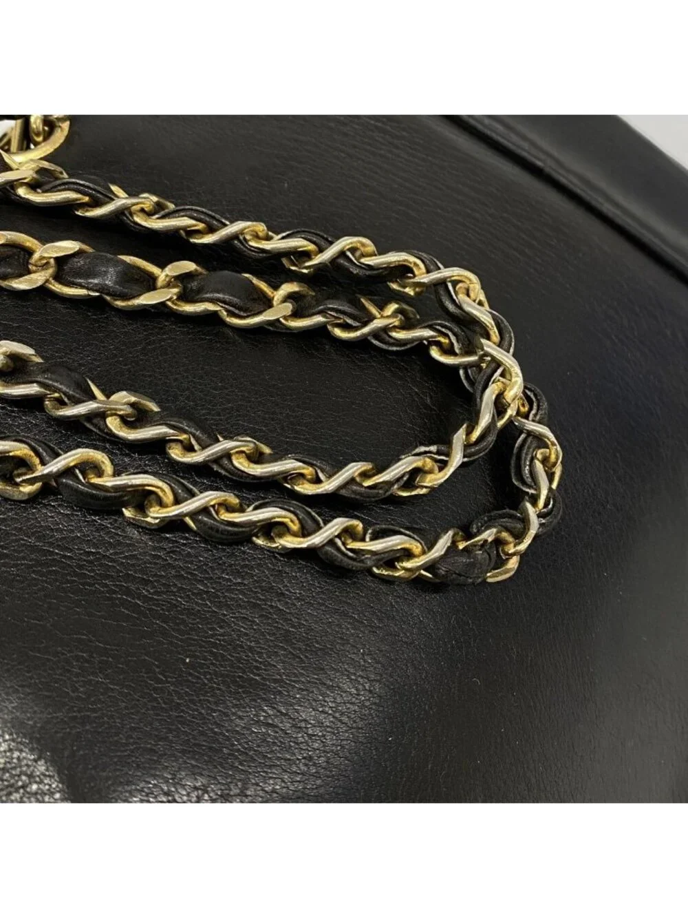 Chanel Chain Tote Quilted Lambskin Black Gold